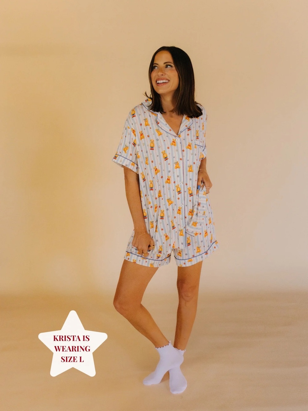 Staykation Adult Short PJ Set In Teddy With Pockets